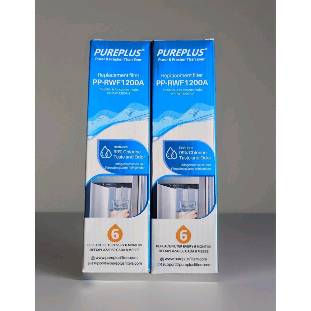 2) Pureplus PP-RWF1200A/PP-RWF1200A-S Replacement Refrigerator Water Filters